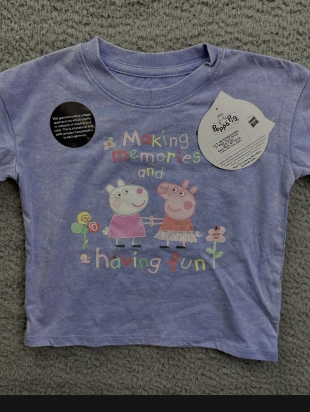 Peppa Pig Shirt Girls 18M Purple Making Memories Having Fun Graphic Tee NWT